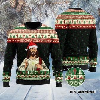 Christmas Begins With Christ Ugly Christmas Sweater | Favorety DE