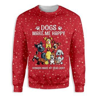 Christmas Dogs Make Me Happy Ugly Christmas Sweater | Favorety