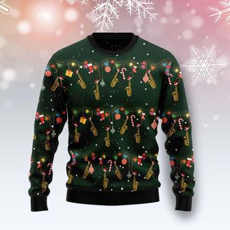 Christmas Instrument Saxophone Ugly Christmas Sweater | Favorety