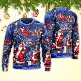 Christmas Santa Claus Chilling Happy Xmas Light Art Style Ugly Christmas Sweater | Favorety UK