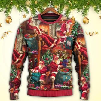 Christmas Santa Claus Story Chilling Happy Xmas Art Style Ugly Christmas Sweater | Favorety