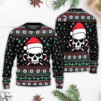 Christmas Skull Wearing Santa Claus Hat And Sweat Candy – Sweater | Favorety CA