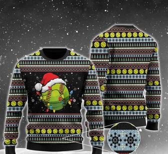 Christmas Softball Ball Santa Hat Ugly Christmas Sweater For Men & Women | Favorety DE