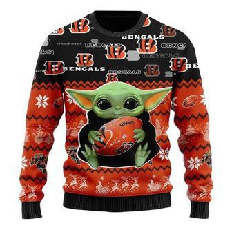 Christmas Star Wars Baby Yoda Star Wars Cincinnati Bengals Custom Name – Sweater | Favorety