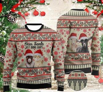 Christmas Time Dear Santa Just Bring Goats Ugly Christmas Sweater | Favorety