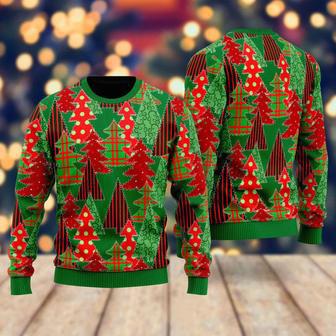 Christmas Tree Patchwork Fabric Pattern Ugly Christmas Sweater For Men & Women | Favorety DE