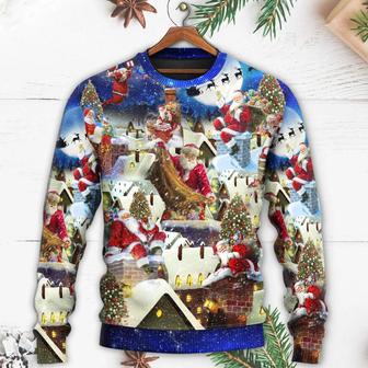 Christmas Up On Rooftop Santa’s Busiest Night With Reindeer Ugly Christmas Sweater | Favorety UK