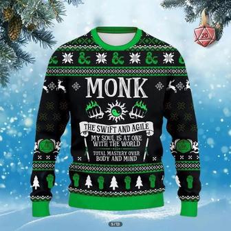 Classes monk Ugly Christmas sweater for men and women, Christmas sweatshirt | Favorety