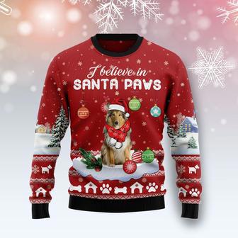 Collie I Believe In Santa Paws Ugly Christmas Sweater | Favorety UK