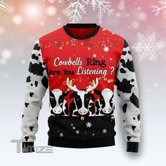 Cow Bell Rings Ugly Christmas Sweater | Favorety