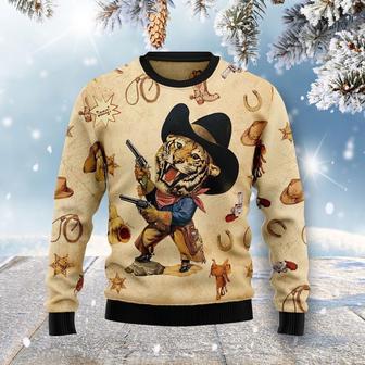 Cowboy Tiger Ugly Christmas Sweater | Favorety AU