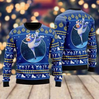 Cows Ice Skating Ugly Christmas Sweater For Men & Women | Favorety