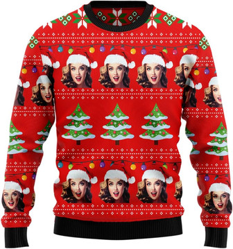 Custom Face Photo Christmas Sweater , Ugly Christmas Sweatshirt - Thegiftio UK