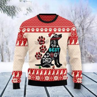 Custom Name Dog Dad Christmas Ugly Christmas Sweater, Christmas Gift For Pet Lovers | Favorety