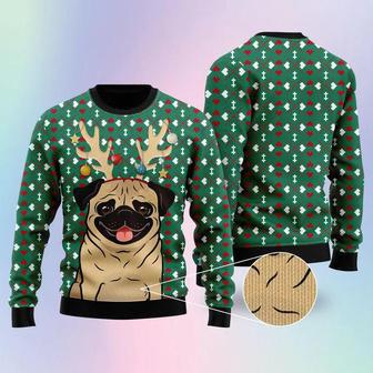 Cute Dog With Reindeer Hord Ugly Christmas Sweater For Men & Women | Favorety CA