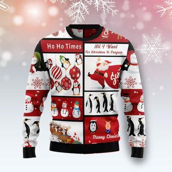 Cute Penguin Santa Claus Ugly Christmas Sweater | Favorety