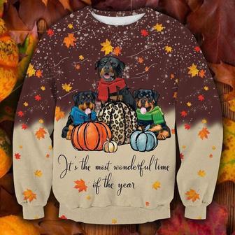 Cute Rottweiler Thanksgiving Ugly Christmas Sweater | Favorety