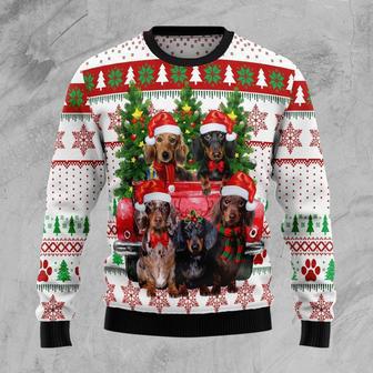 Dachshund Red Truck Ugly Christmas Sweater | Favorety AU