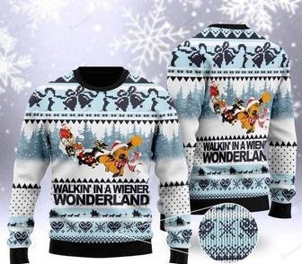 Dachshund Walkin In A Wiener Wonderland Ugly Christmas Sweater | Favorety DE