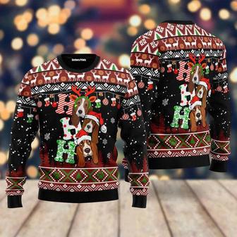 Dog Lover Basset Hound Ho Ho Ho Ugly Christmas Sweater For Men & Women | Favorety DE