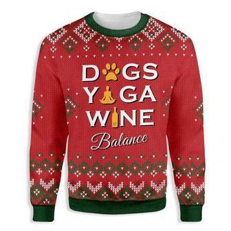 Dogs Yoga Wine Ugly Christmas Sweater | Favorety UK