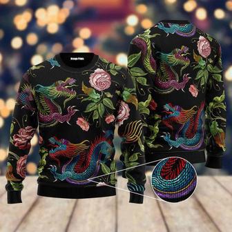 Dragons Flower Ugly Christmas Sweater For Men & Women | Favorety CA