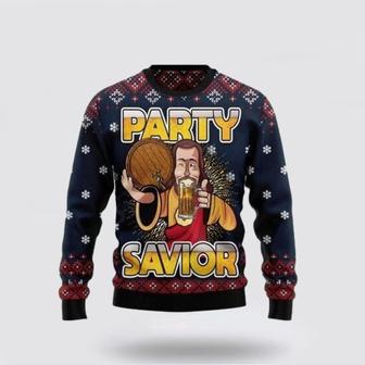 Drink Beer Party Savior Ugly Christmas Sweater, Jumper – Gift For God Lover | Favorety CA