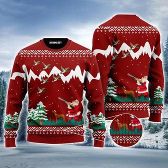 Duck Hunting Ugly Sweater, Cute Santa Claus Duck Hunting Christmas Ugly Sweater | Favorety