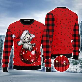 Elephant Ugly Sweater, Cute Elephant & Christmas Red Pattern | Favorety