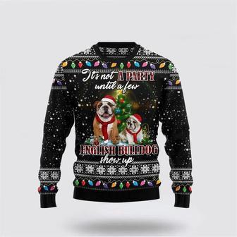 English Bulldog Show Up Ugly Christmas Sweater, Jumper – Pet Lover Christmas | Favorety UK