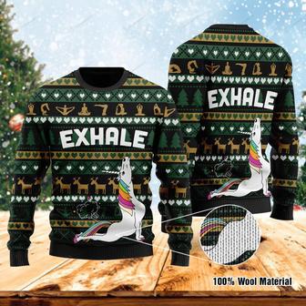 Exhale Yoga Ugly Christmas Sweater | Favorety