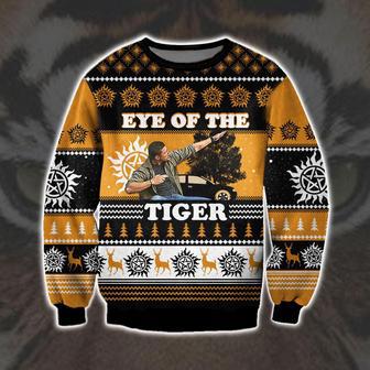 Eye Of The Tiger Knitting Pattern Print Ugly Christmas Sweater | Favorety