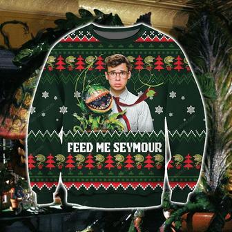 Feed Me Seymour Knitting Pattern Print Ugly Christmas Sweater | Favorety CA