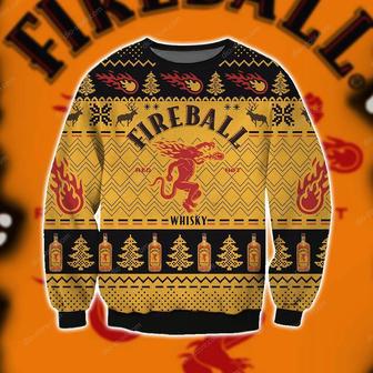 Fireball Cinnamon Whisky Knitting Pattern Print Ugly Christmas Sweater | Favorety AU