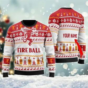 Fireball Whiskey Spirit Custom Ugly Christmas Sweater, Jumpers | Favorety UK