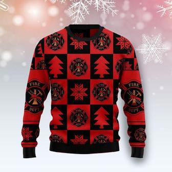 Firefighter Christmas Pattern Ugly Christmas Sweater | Favorety CA