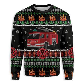 Firefighter Truck Merry Christmas Ugly Christmas Sweater | Favorety CA