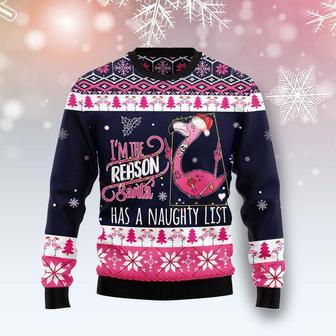 Flamingo I Am The Reason Santa Has A Naughty Ugly Christmas Sweater | Favorety UK