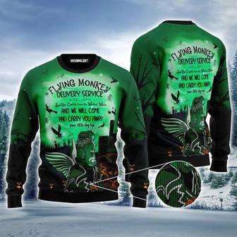 Flying Monkey Ugly Sweater, Halloween Witchcraft Flying Monkey Green Ugly Sweater | Favorety UK