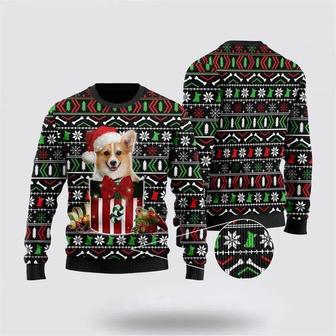 Funny Corgi In The Gift Box Ugly Sweater – Pet Lover Christmas Sweater | Favorety