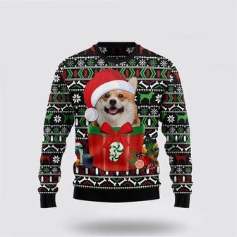 Funny Dog In The Gift Box Ugly Christmas Sweater, Jumper | Favorety