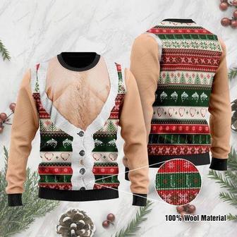 Funny Hairy Chest And Gile Ugly Christmas Sweater | Favorety