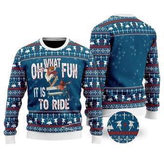 Funny Jesus Ride Skateboarding With Satan Ugly Christmas Sweater | Favorety