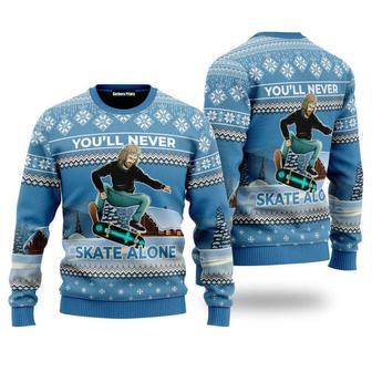 Funny Jesus Skateboarding Ugly Christmas Sweater, Jumper Gift | Favorety