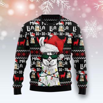 Funny Llama Christmas Light Ugly Christmas Sweater | Favorety CA