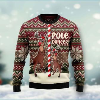 Funny Pole Dancer Reindeer Ugly Christmas Sweater | Favorety