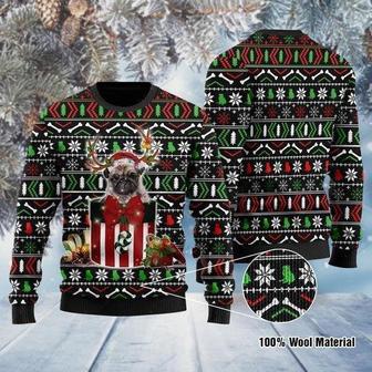 Funny Pug In The Gift Box Ugly Christmas Sweater | Favorety CA