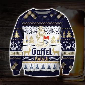 Gaffel Kolsch Beer Print Ugly Christmas Sweater | Favorety DE