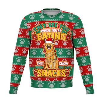 German Shepherd They Know When You Have Snacks Ugly Christmas Sweater | Favorety DE