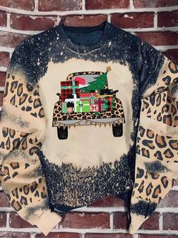 Gift car Leopard Bleached Sweater Christmas | Favorety CA